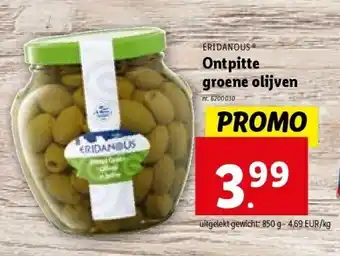 Lidl Ontpitte groene olijven aanbieding