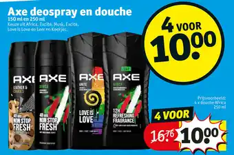 Kruidvat Axe deospray en douche aanbieding