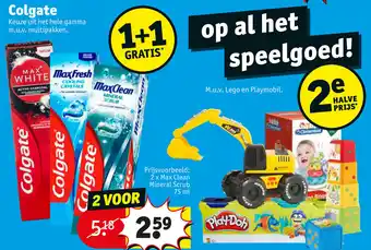 Kruidvat Colgate 2 x Max Clean Mineral Scrub 75ml aanbieding