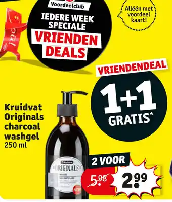 Kruidvat Kruidvat Originals charcoal washgel 250ml aanbieding
