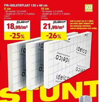 Hubo Pir-isolatieplaat 120 x 60 cm 8 cm aanbieding