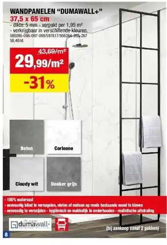 Hubo Wandpanelen “dumawall+” 37,5 x 65 cm aanbieding