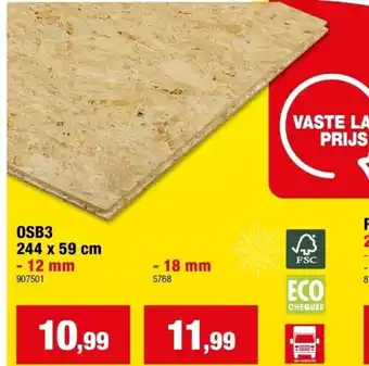 Hubo Osb3 244 x 59 cm - 12 mm aanbieding
