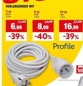Hubo Verlengsnoer wit 3 m aanbieding