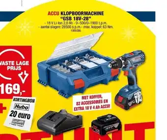 Hubo Accu klopboormachine “gsb 18v-28” aanbieding