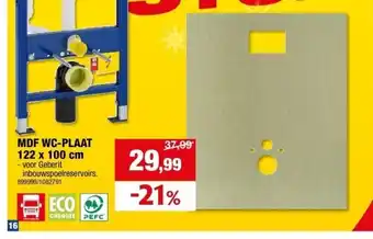Hubo Mdf wc-plaat 122 x 100 cm aanbieding