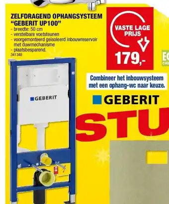 Hubo Zelfdragend ophangsysteem “geberit up100” aanbieding