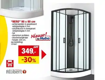 Hubo Complete douchecabine kwartrond “nero” 90 x 90 cm aanbieding