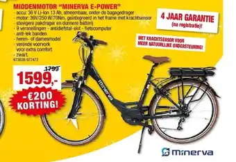 Hubo Elektrische fiets met middenmotor “minerva e-power” aanbieding