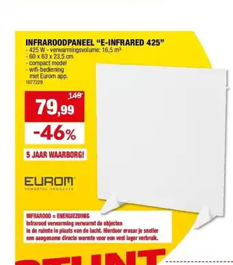 Hubo Infraroodpaneel “e-infrared 425” aanbieding