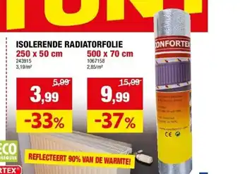 Hubo Isolerende radiatorfolie 250 x 50 cm aanbieding