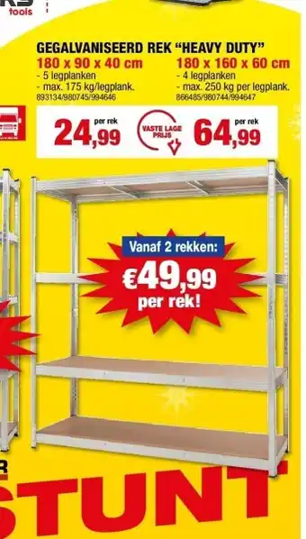 Hubo Gegalvaniseerd rek “heavy duty” 180 x 90 x 40 cm aanbieding