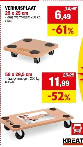 Hubo Verhuisplaat 29 x 29 cm aanbieding