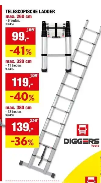Hubo Telescopische ladder max. 260 cm aanbieding