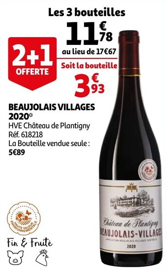 Auchan Beaujolais villages 2020 aanbieding