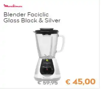 Krëfel Moulinex Blender Faciclic Glass Black & Silver aanbieding