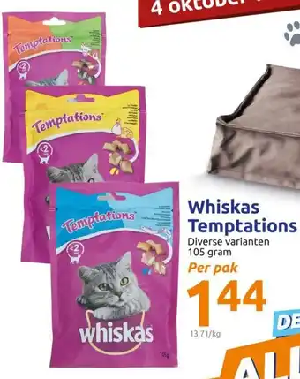 Action Whiskas Temptations 105g aanbieding