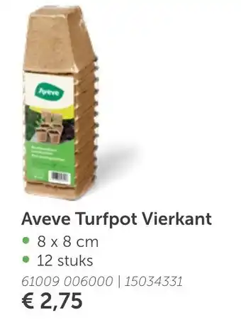AVEVE Aveve Turfpot Vierkant 8*8cm 12st aanbieding