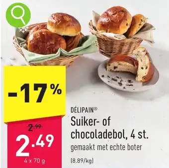 ALDI DÉLIPAIN Suiker- of chocoladebol, 4 st. 4 x 70 g aanbieding