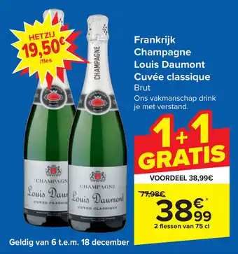 Carrefour Frankrijk Champagne Louis Daumont Cuvée classique aanbieding