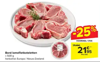 Carrefour Bord lamsfiletkoteletten aanbieding