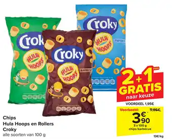 Carrefour Chips Hula Hoops en Rollers Croky aanbieding