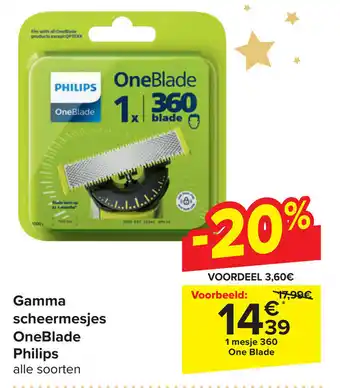 Carrefour Gamma scheermesjes OneBlade Philips aanbieding