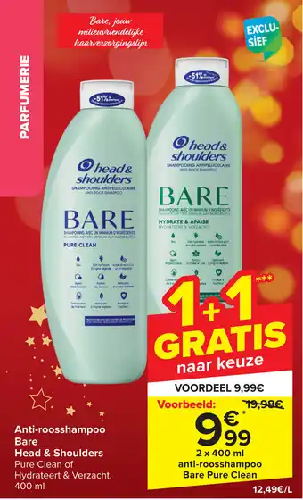 Carrefour Anti-roosshampoo Bare Head & Shoulders aanbieding