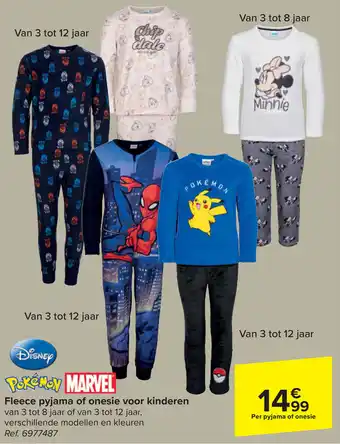 Carrefour Fleece pyjama of onesie voor kinderen aanbieding