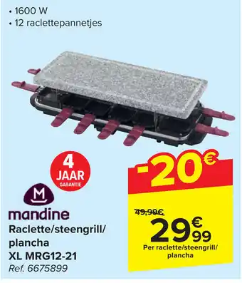 Carrefour Raclette / steengrill / plancha XL MRG12-21 aanbieding