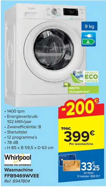 Carrefour Wasmachine FFB9469WVEE aanbieding
