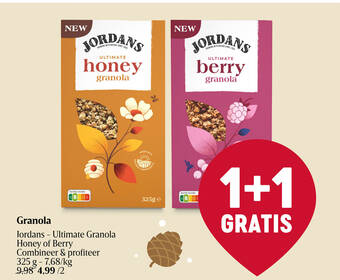 Delhaize Granola Jordans - Ultimate Granola Honey of Berry 325g aanbieding