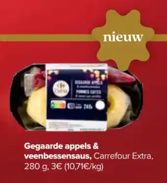 Carrefour Gegaarde appels & veenbessensaus, Carrefour Extra, 280 g aanbieding