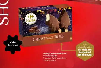 Carrefour IJslolly's met vanille-ijs en melkchocolade, Carrefour Extra, 4 x 85 ml# aanbieding