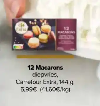 Carrefour 12 Macarons diepvries, Carrefour Extra, 144 g aanbieding