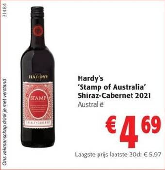 Colruyt Hardy's 'Stamp of Australia' Shiraz-Cabernet 2021 Australië aanbieding
