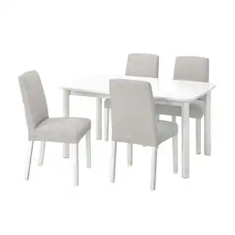 IKEA Strandtorp / bergmund tafel en 4 stoelen, wit/orrsta lichtgrijs, 150/205/260 cm aanbieding