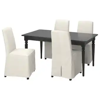 IKEA Ingatorp / bergmund tafel en 4 stoelen, zwart/inseros wit/zwart, 155/215 cm aanbieding