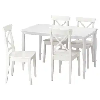 Danderyd / ingolf tafel en 4 stoelen, wit/wit, 130 cm