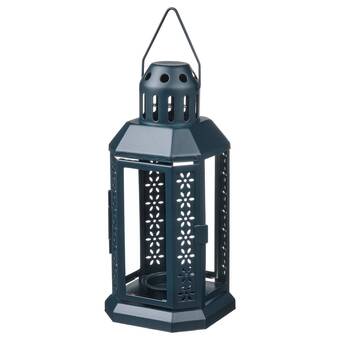 IKEA Enrum theelichthouder, binnen/buiten, zwartblauw, 22 cm aanbieding