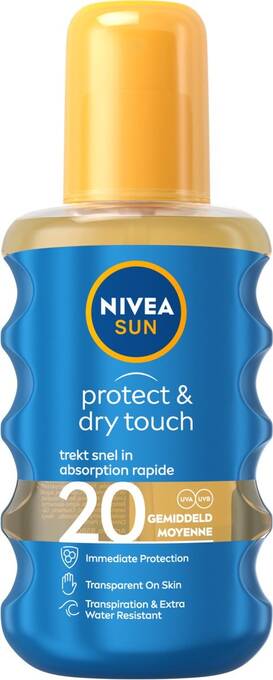 Bol.com Nivea sun zonnebrand - protect & dry touch transparante zonnespray - spf 20 - 200 ml aanbieding