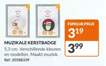 Kerstdecoratie badge met kerstmuziek (1 van assortiment)