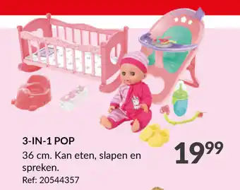 Kenza dolls eet slaap en spreek pop 3 in 1 36 cm