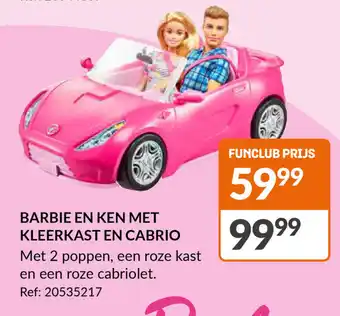 BARBIE EN KEN MET KLEERKAST EN CABRIO