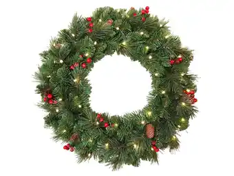 Kerstkrans met versiering en verlichting 61cm