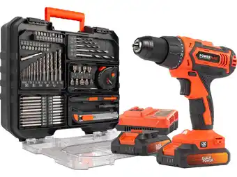 Hubo Powerplus dual power powdp15301 accu schroefboormachine 20v li-ion + 2 accu's + lader + 78 accessoires aanbieding