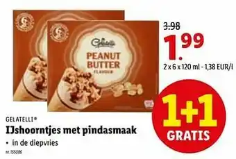 Lidl Ijshoorntjes met pindasmaak aanbieding