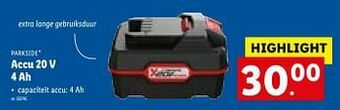 Lidl Accu 20 v 4 ah aanbieding