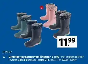 Lidl Gevoerde regenlaarzen voor kinderen aanbieding