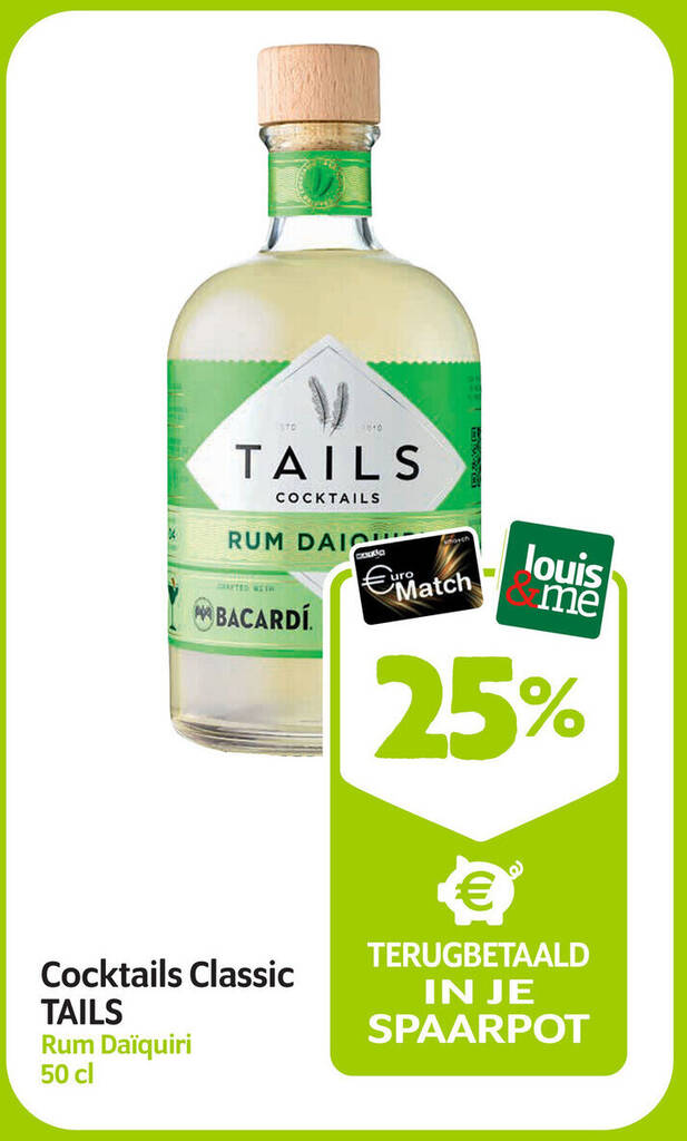 Cocktails Classic TAILS Rum Daïquiri 50 cl promotie bij Louis Delhaize